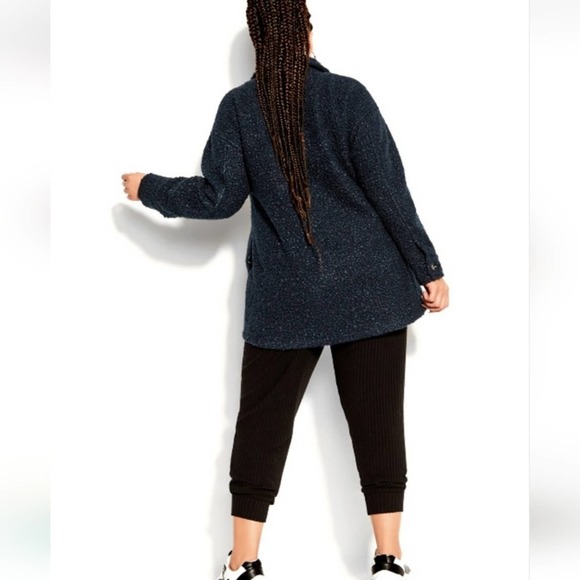 City Chic CCX Teddy Shacke oversized steel blue sherpa style plus size XL 22 NEW - Picture 3 of 9